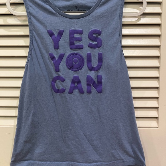 Pure Barre Blue Muscle Tee with Purple Print - Picture 1 of 1